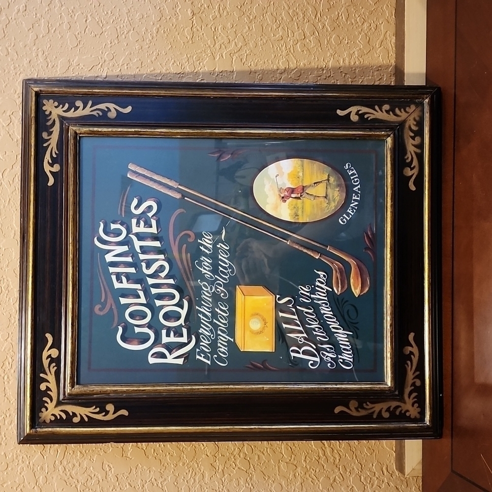 VINTAGE FRAMED GOLF ART WORK - Picture 3 of 4